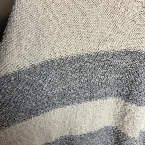 Knox Rose Size Xl Chunky Popcorn knit Striped Sweater Cream Gray V Neck Slouchy - Picture 2 of 6